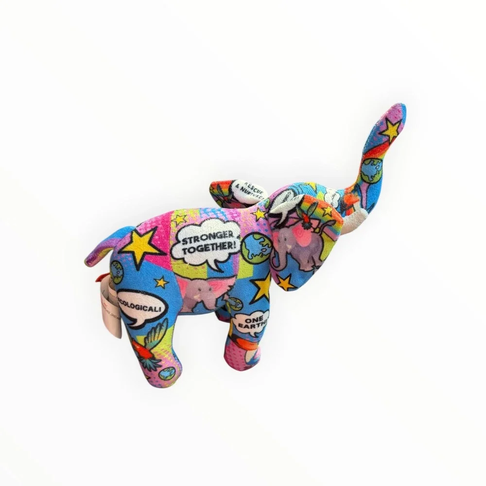 Wild Republic Ecokins Elephant Plush Comic Print Stronger Together One Earth 6in